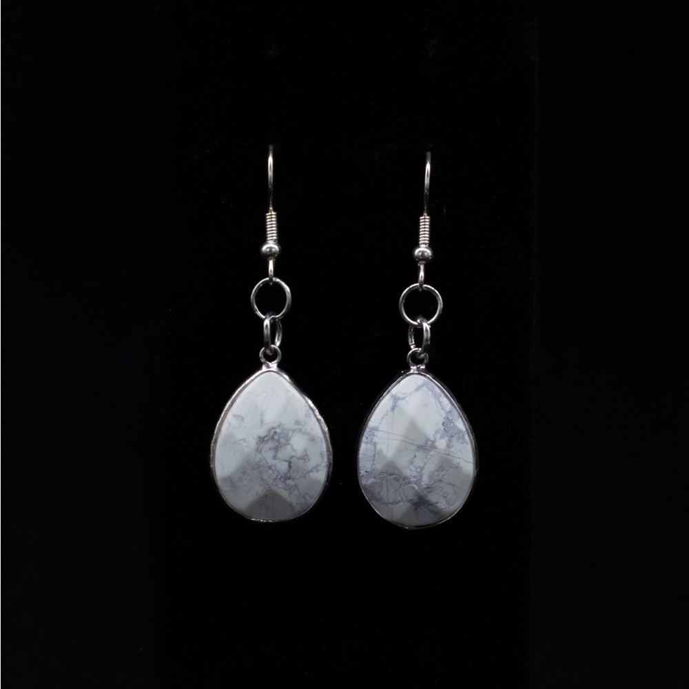 White Marble Earrings